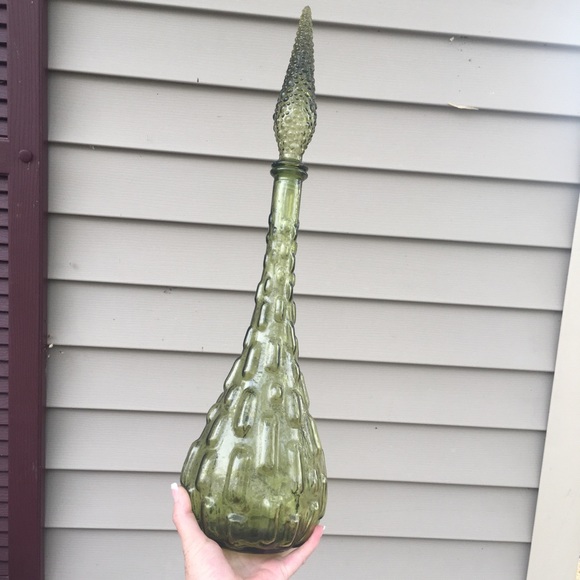 Vintage mcm large glass genie bottle decanter